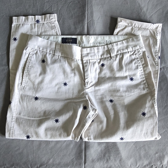 J. Crew Cream Trousers with Navy Star Design - Picture 1 of 4